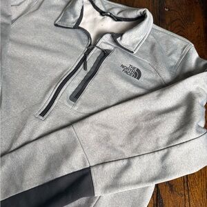 The North Face Light Gray Quarter-Zip Pullover with Black Trim